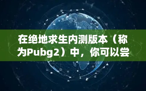 在绝地求生内测版本（称为Pubg2）中，你可以尝试使用一些免费的加速器来提升游戏性能和体验。以下是一些推荐的加速器平台和方法