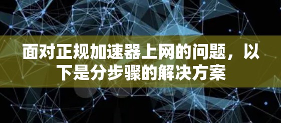 面对正规加速器上网的问题,以下是分步骤的解决方案 面对正规加速器上网的问题,以下是分步骤的解决方案