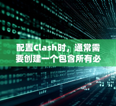 配置Clash时,通常需要创建一个包含所有必要的配置参数的JSON文件。以下是一个示例配置文件 配置Clash时,通常需要创建一个包含所有必要的配置参数的JSON文件。以下是一个示例配置文件