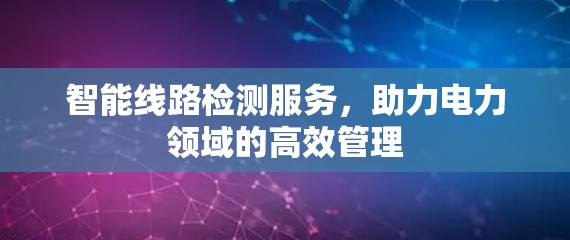 智能线路检测服务,助力电力领域的高效管理 智能线路检测服务,助力电力领域的高效管理