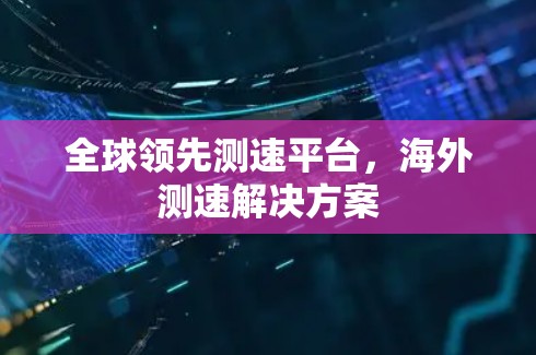 全球领先测速平台，海外测速解决方案